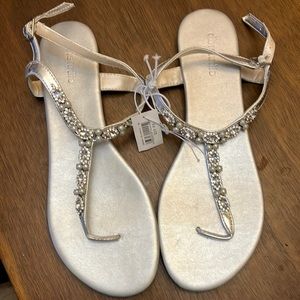 9w David’s bridal silver beaded sandals